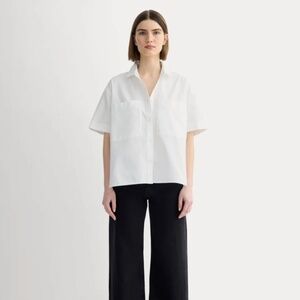 NWT- Everlane Short-Sleeve Boxy Oxford Shirt in White Size XS